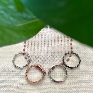 Stella & Dot Women’s 4 Piece Set Of Rings In Rose Gold, Black, & Silver